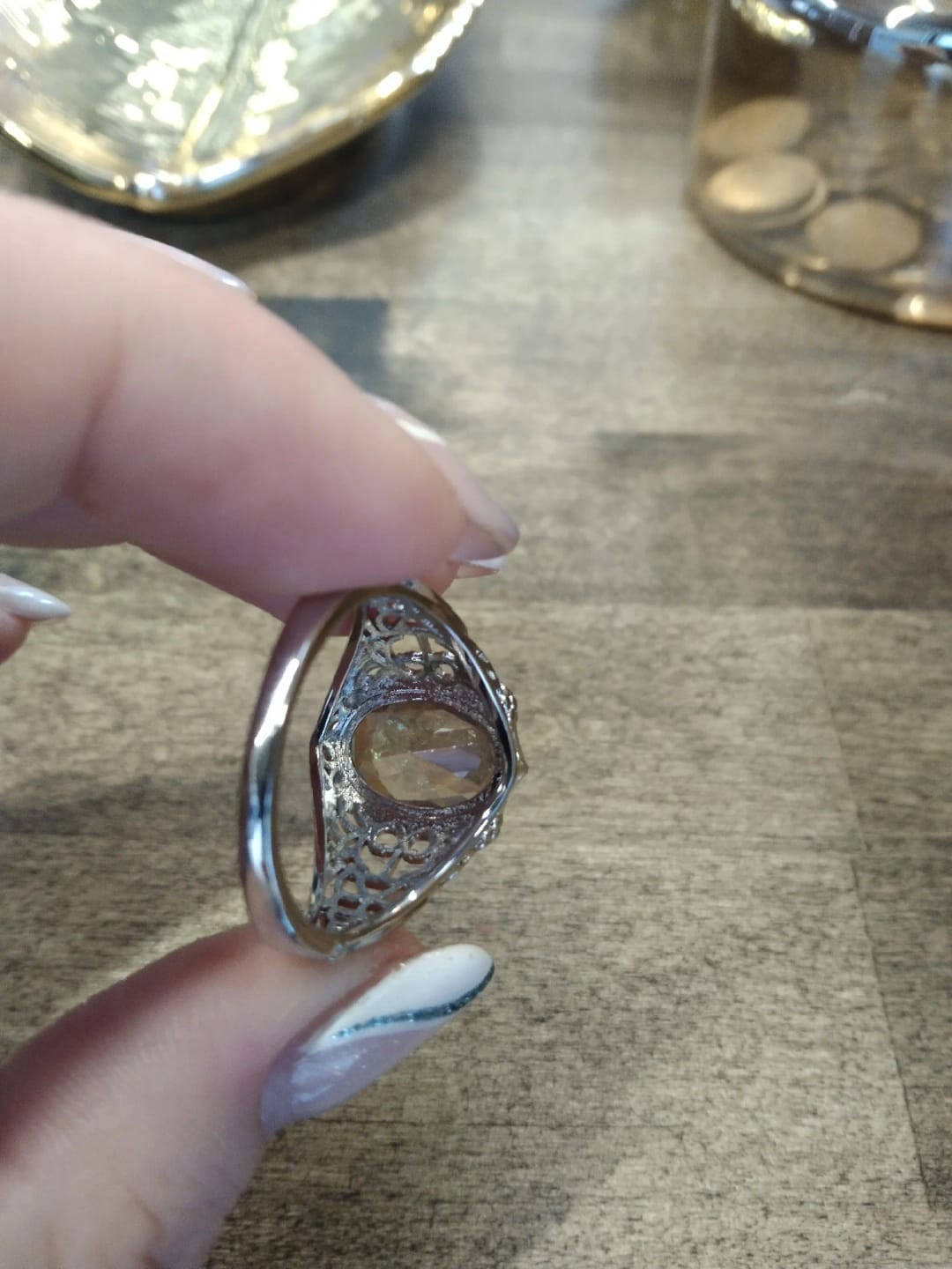 Customer photo review of Sterling Silver Ring Mystic Topaz Rectangle 10x14mm — Rainbow | KIMLUD