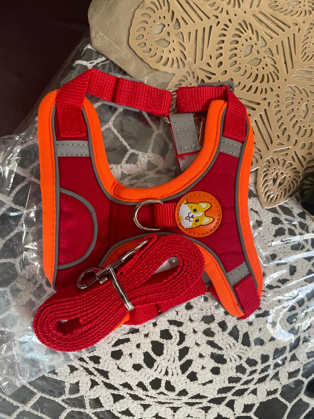 Customer photo review of Reflective Dog Harness and Leash Set - Adjustable Vest and Chest Strap for Puppies and Small to Medium Breeds