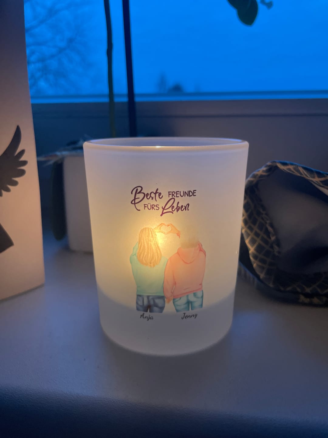 Customer photo review of Winter Besties - Personalisiertes Teelicht