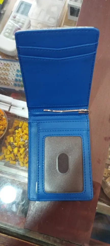 Customer photo review of Microfiber Synthetic Leather Card Holder Wallet With Money Clip — Black | KIMLUD