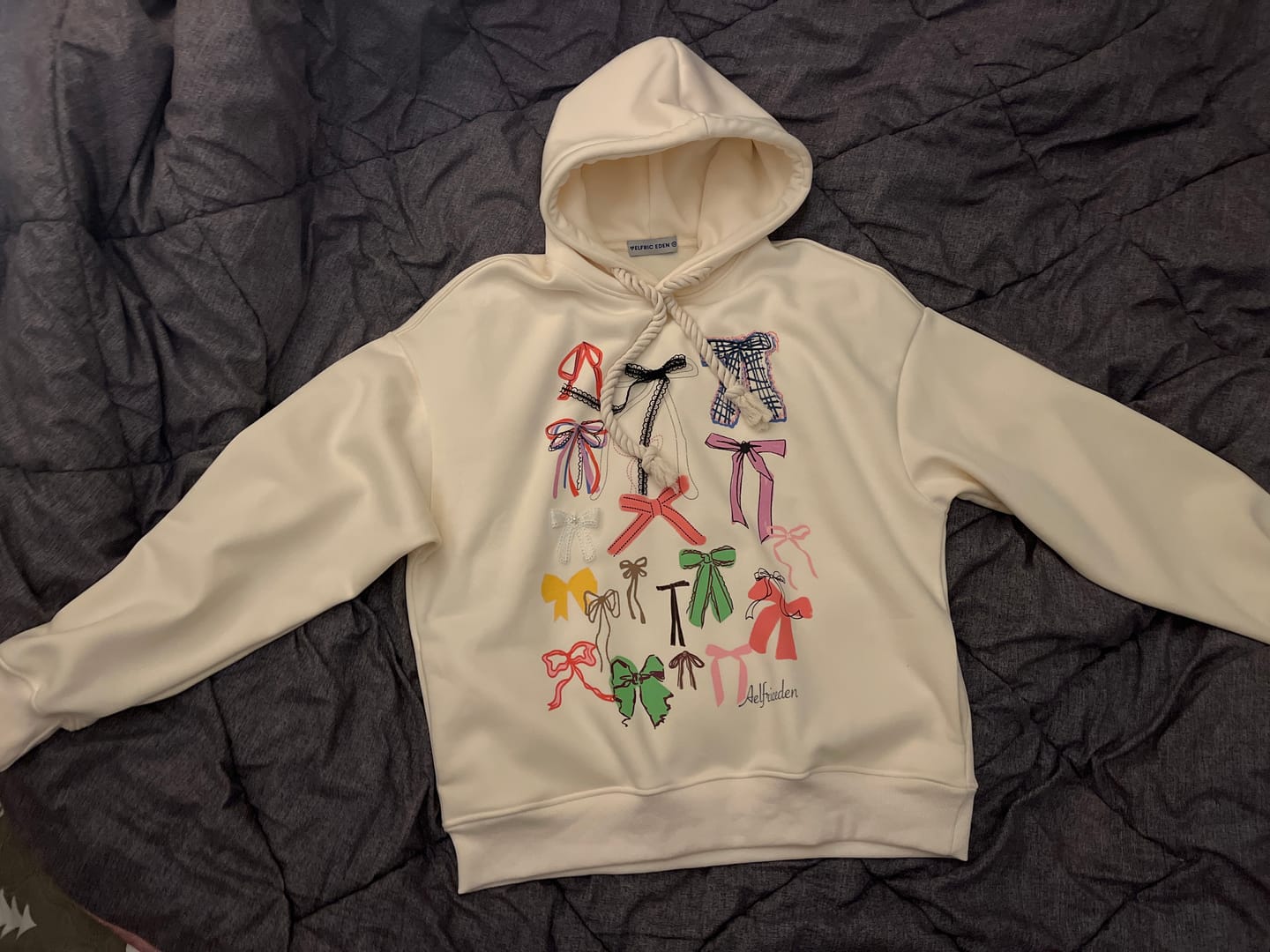 Customer photo review of Aelfric Eden Oversized Bow Graphic Hoodie
