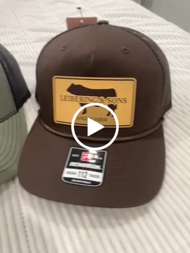 Customer video review of Custom Leather Patch Hats Richardson 112 Laser Engraved