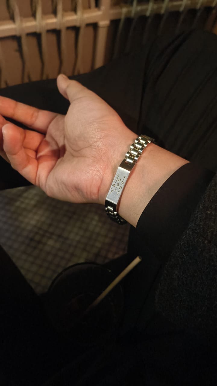 Customer photo review of Personalised Stark Silver Bracelet