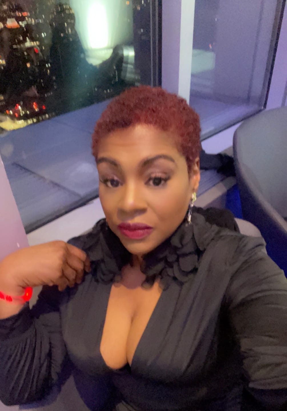 Customer photo review of Nonso Square top flower petal earrings
