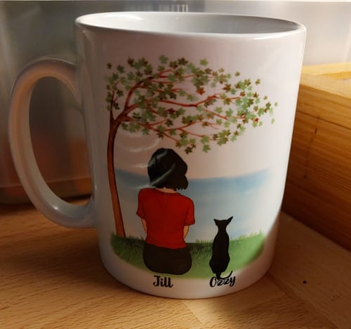 Customer photo review of Woman & Cats Mug - Life is better with a Cat -Personalised Mug