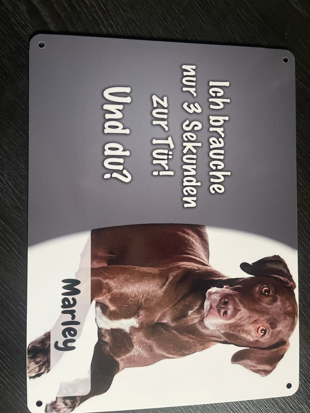 Customer photo review of Hunde-Türschild mit Foto & Wunschtext (UV- UND WETTERFEST) - Angebot beim Kauf eines 2. Schildes