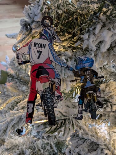 Customer photo review of Personalized Motocross Ornament with custom Name, Number & Appearance
