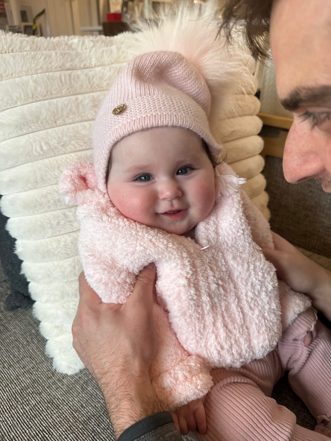 Customer photo review of Cashmere Aviator Pom Hat