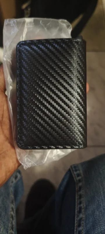 Customer photo review of Microfiber Synthetic Leather Card Holder Wallet With Money Clip — Black | KIMLUD