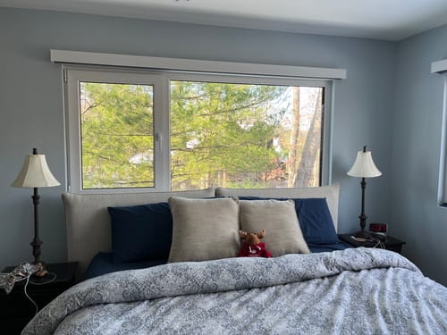 Customer photo review of SmartWings Motorized Roller Shades 100% Blackout Eclipse