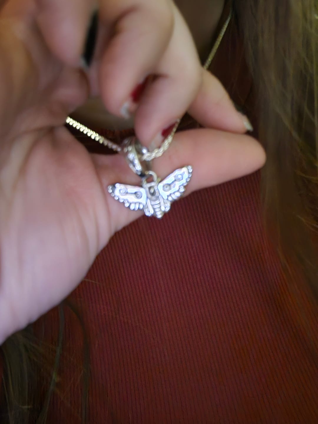 Customer photo review of MOTH PENDANT