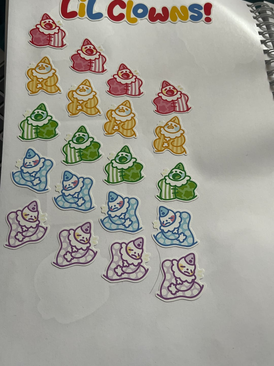 Customer photo review of Cute Lil Clowns Sticker Sheet