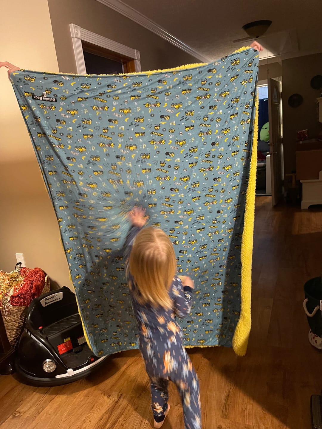 Customer photo review of Minions Bello Banana Bamboo Sherpa Blanket
