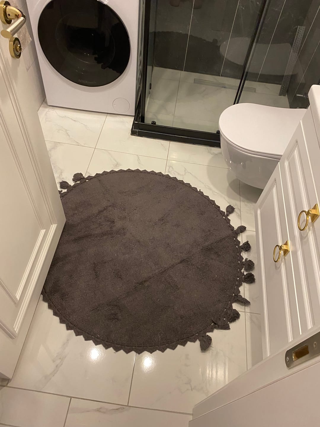 Customer photo review of Lowell Yuvarlak Banyo Paspası %100 Pamuk 100x100 Pembe