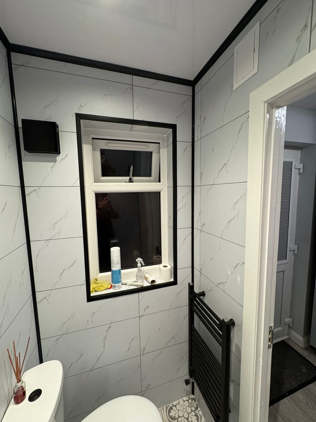 Customer photo review of Premium Carrara White Marble Matt Shower Wall Panel – 2600 x 600mm