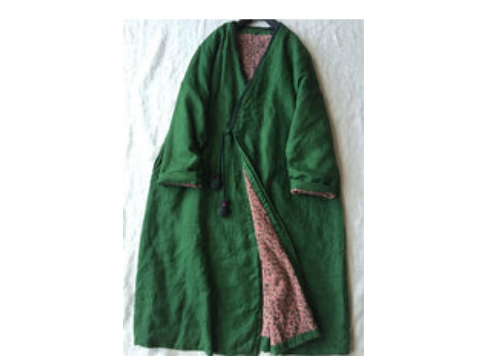 Customer photo review of Women Green V Neck Button Cotton Filled Parka Long Coats Winter