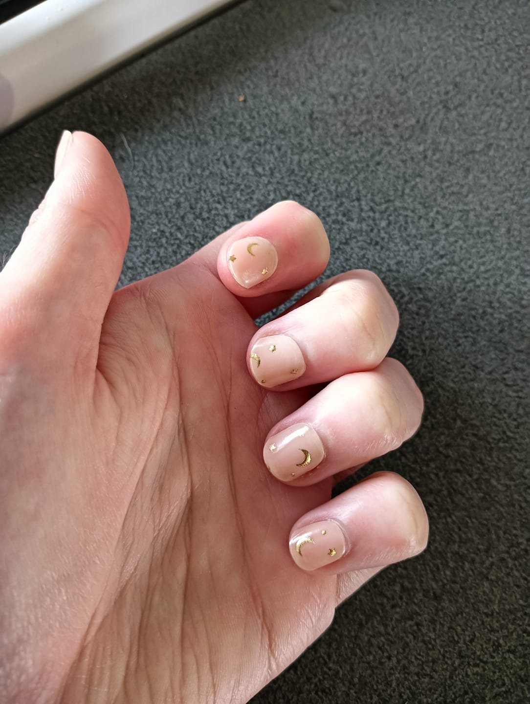Customer photo review of Gold Moon Stars DIY Semicured Gel Nail Sticker Kit
