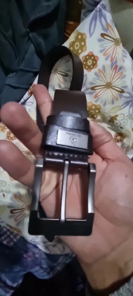 Customer photo review of PU Leather Belt Classic Pin Buckle — Cognac | KIMLUD