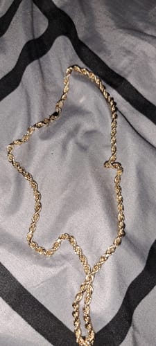 Customer photo review of 10K Yellow Gold Diamond Cut French Rope Chain Lightweight