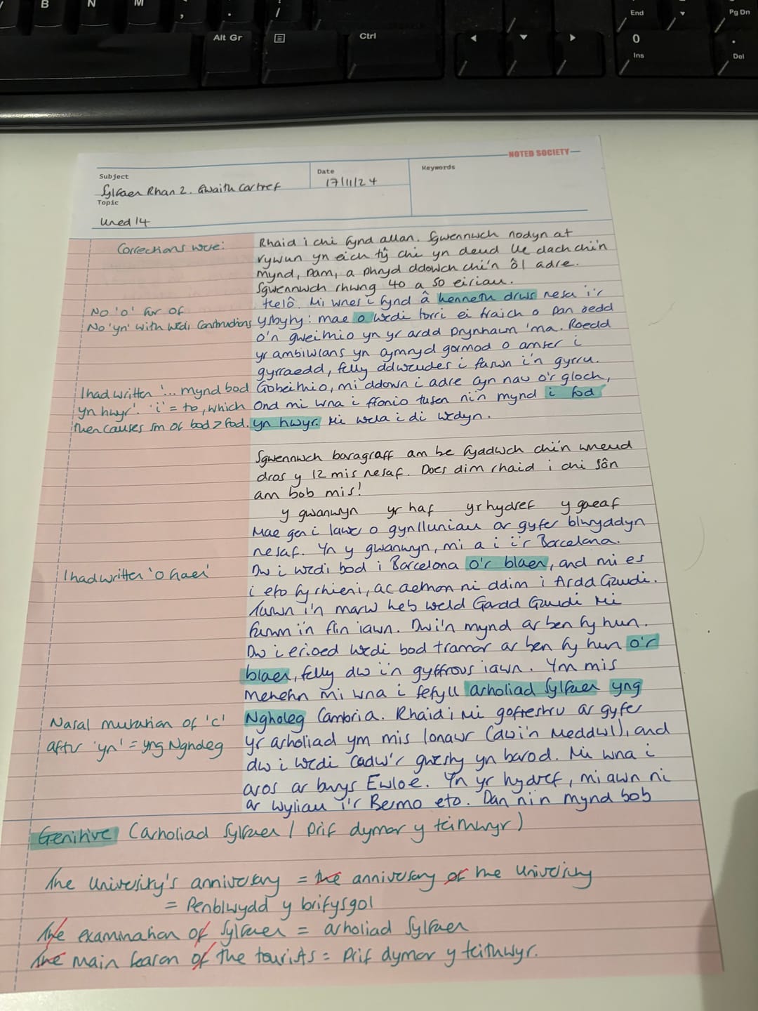 Customer photo review of Cornell Notes Notepad