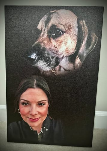 Customer photo review of 'Majestic Dark Pose' Personalized Pet/Human Canvas