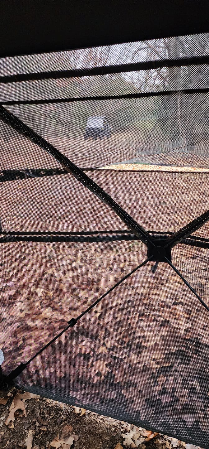 Customer photo review of VisST See-Through Pop-Up Ground Blinds with Silent Magnetic Door