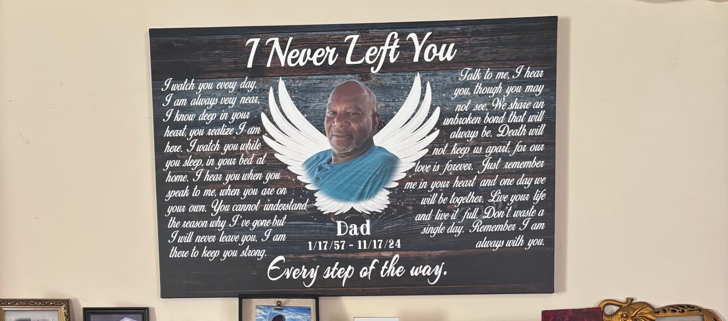 Customer photo review of Personalized Canvas Prints, Custom Photo, Memorial Gifts, Sympathy Gifts, Angel Wings I Never Left You Love Dem Canvas