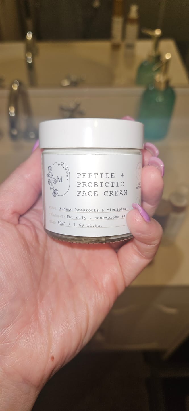 Customer photo review of Peptide + Probiotic Face Cream (New and Improved)