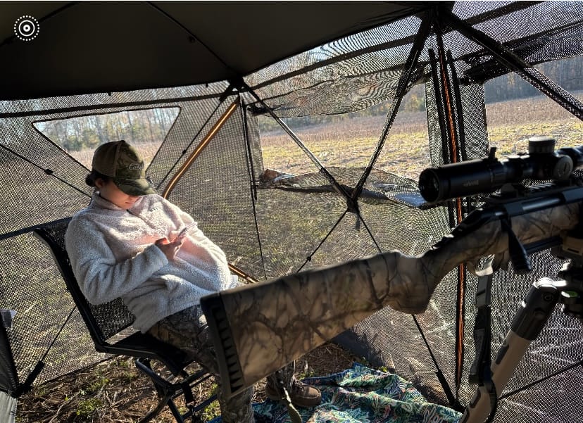 Customer photo review of VisTrilogy 4-6 Person See-Through Deer Turkey Hunting Ground Blinds