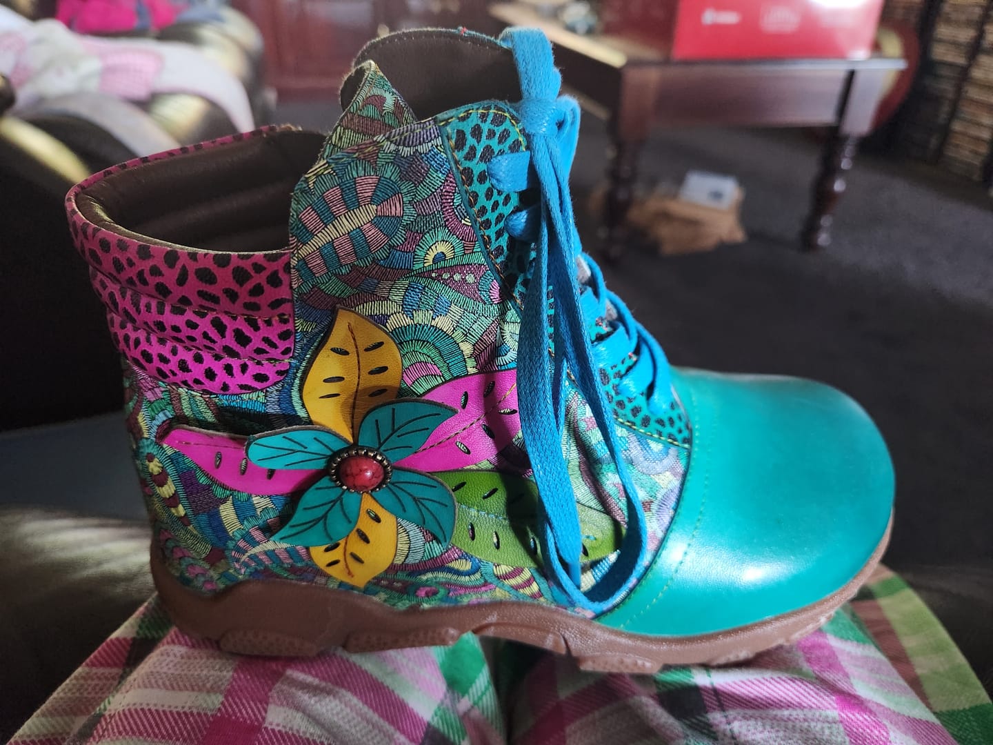 Customer photo review of Leather Handmade Comfortable Walking Boots