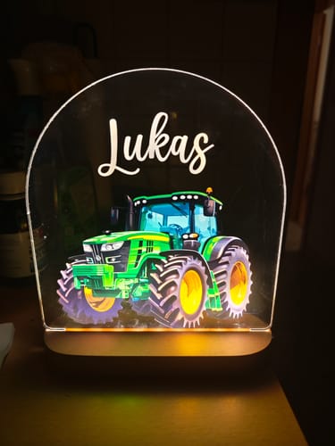 Customer photo review of Traktor Nachtlicht mit eigenem Namen
