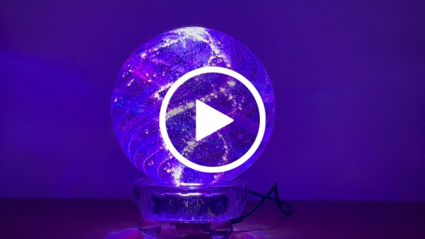 Customer video review of Illuminated Dichroic Rainbow Orb with Cremains