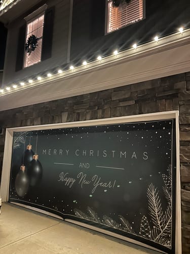 Customer photo review of Christmas Blue Background Garage Door Cover Banner Backdrop