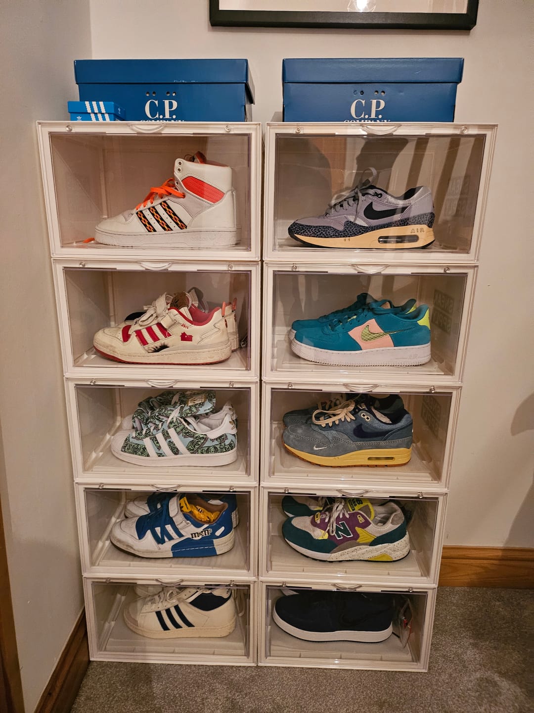 Customer photo review of STACK V1 Sneaker Display Crates - White (2 Pack)