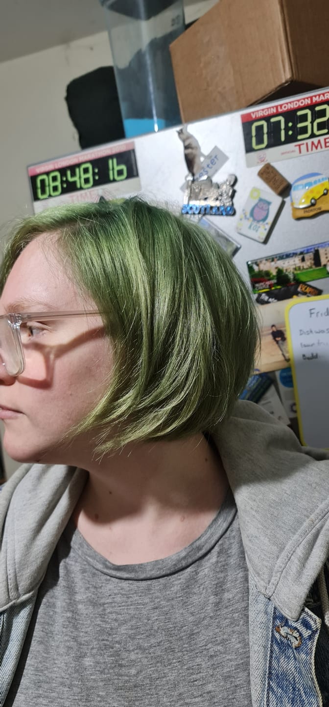 Customer photo review of Jorge Moss Green Direct Hair Color
