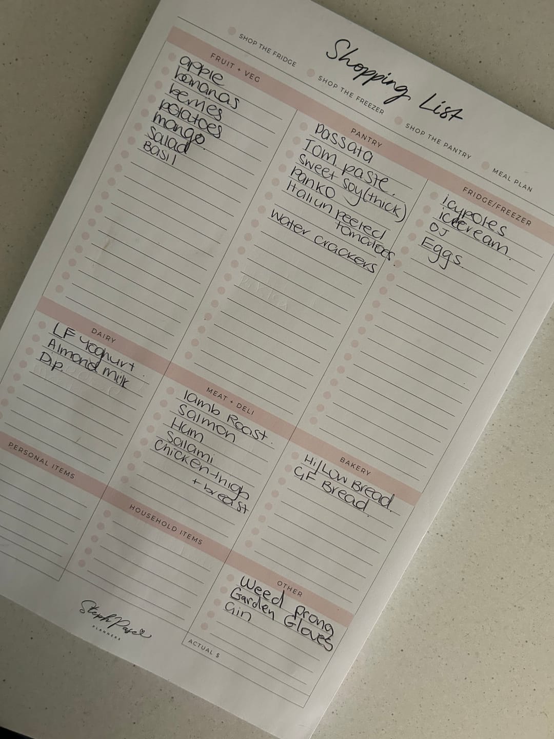 Customer photo review of Shopping List Notepad
