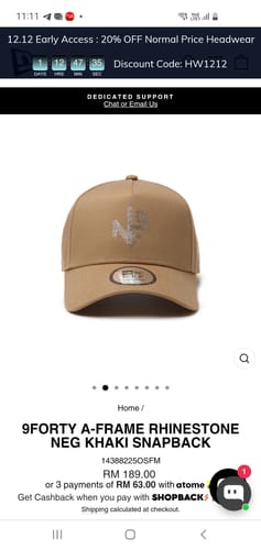 Customer photo review of 9FORTY A-Frame Rhinestone NEG Khaki Snapback