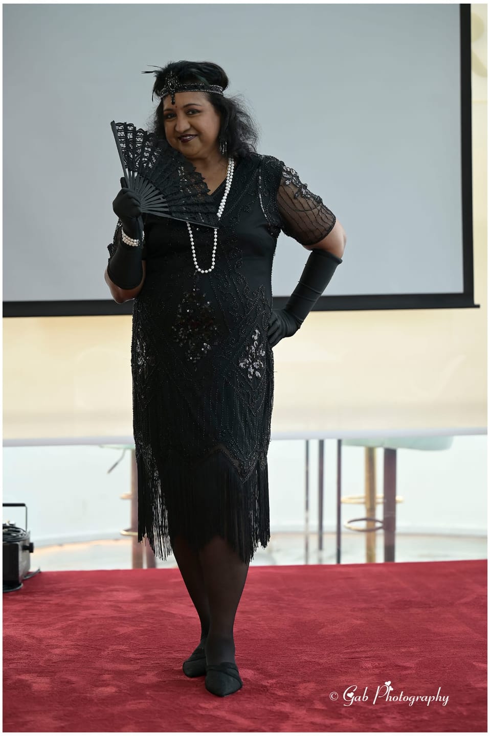 Customer photo review of 1920s Black Evelyn Plus Size Gatsby Dress