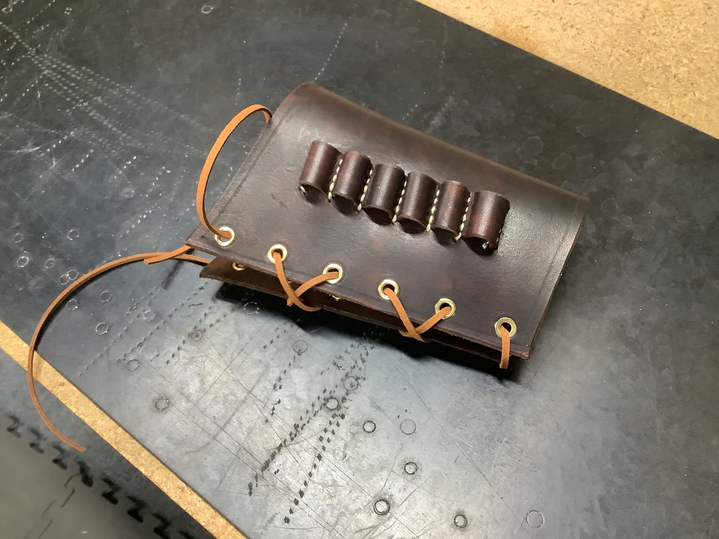 Customer photo review of Leather Cartridge Loops Stitching Guide - Free Printable Template