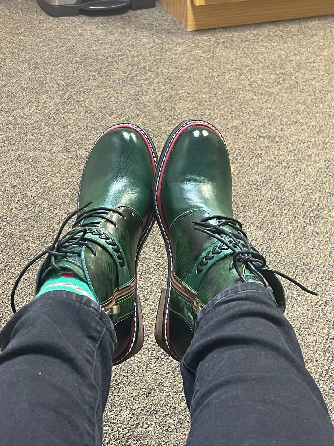 Customer photo review of Retro Casual Style Strap Low Heel Booties