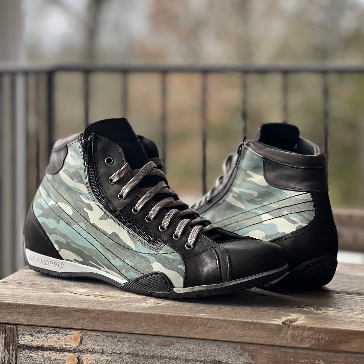 Customer photo review of Men's GrandPrix High-Top Sneaker in Green Camouflage