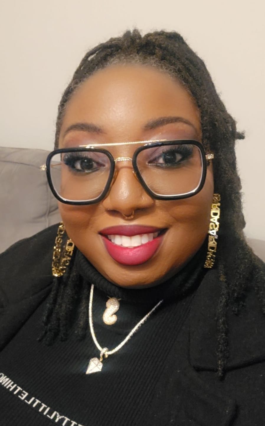 Customer photo review of Hoop Name Earrings