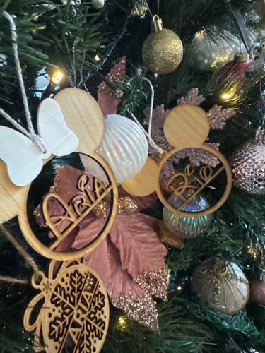 Customer photo review of Bamboo Mickey & Minnie Ornaments