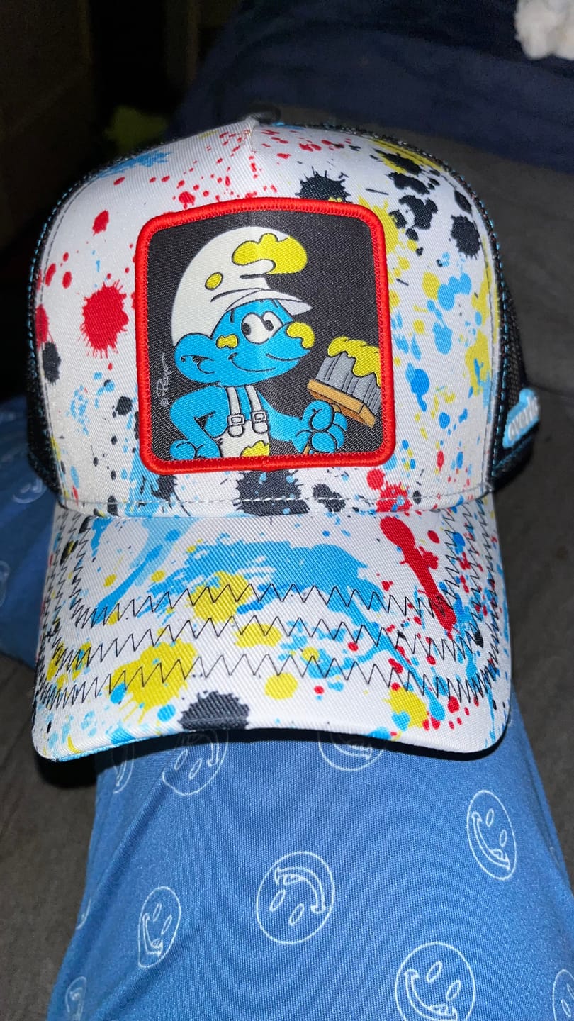 Customer photo review of OVERLORD X Smurfs: Painter Smurf Trucker Cap