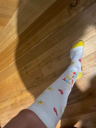 Customer photo review of Everything Will Be Okay Bamboo Compression Socks