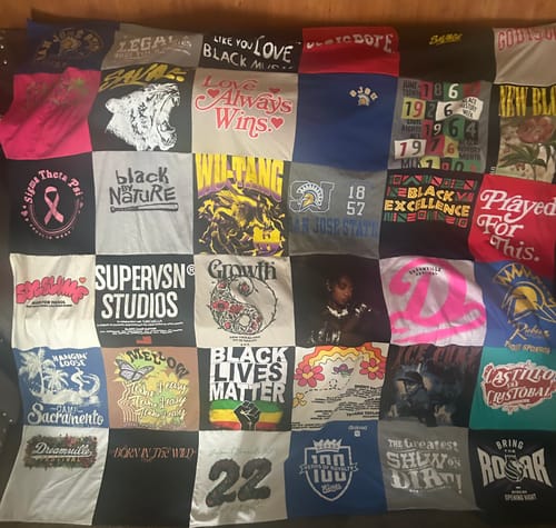 T-shirt quilt from san jose state university by Sherrale from CA