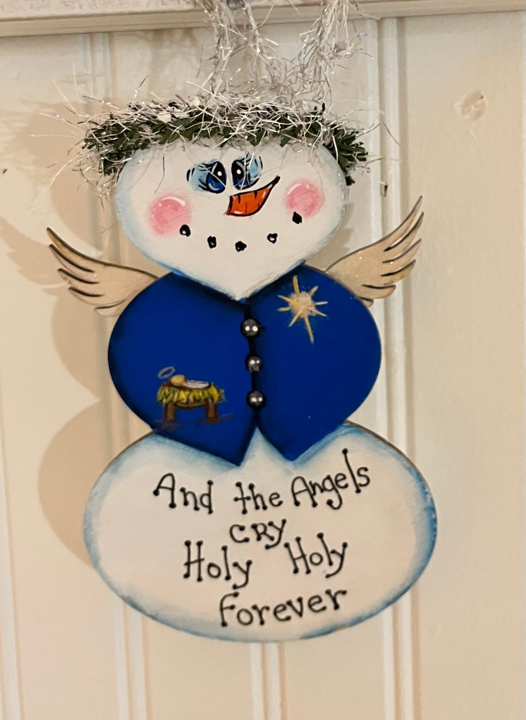 Customer photo review of Unfinished Wood Tall Snowman Shape - Craft - up to 36" DIY