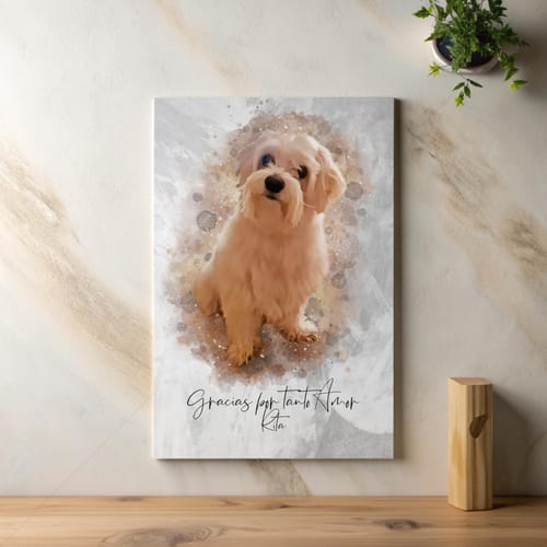 Customer photo review of Foto de tu mascota en estilo acuarela | Regalo para cachorros, perros y gatos