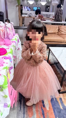 Customer photo review of Girl Formal Princess Dress Baby Girl Long Sleeve Cute Bow Knot Sequin Dress Toddler Birthday Party Dress