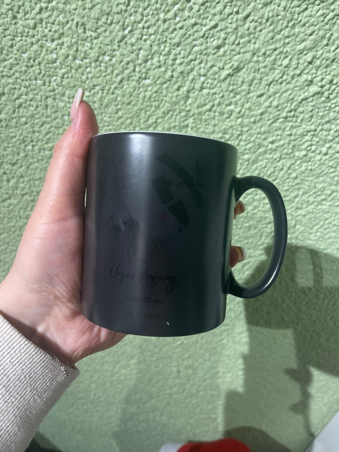 Customer photo review of Unser Anfang - Personalisierte Tasse